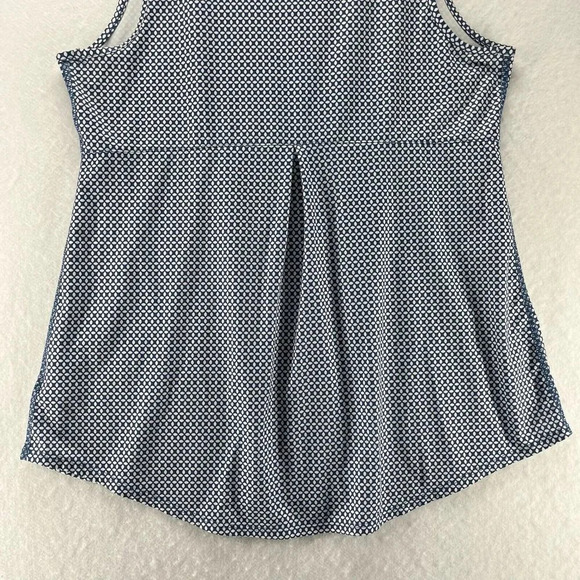 Lands' End Sport Tank Top Womens L 14-16 Printed Pleated Sleeveless Stretch Blue - Picture 6 of 10